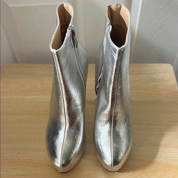 None Shoes - Sleek Silver Ankle Boots
